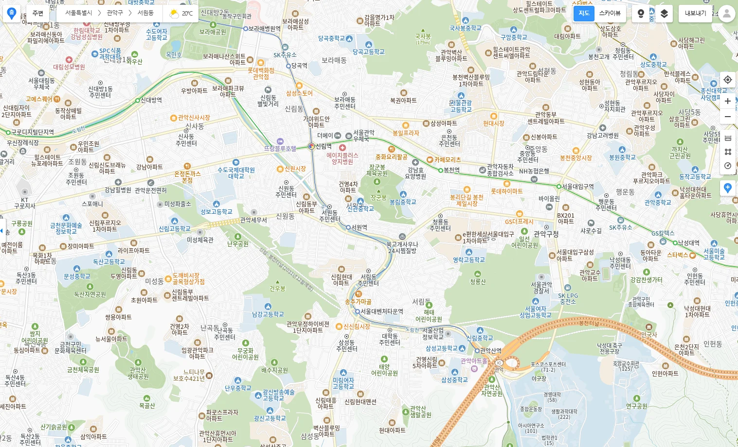 관악구 핫매물 분포도 — 신림동·신사동·서원동·신원동